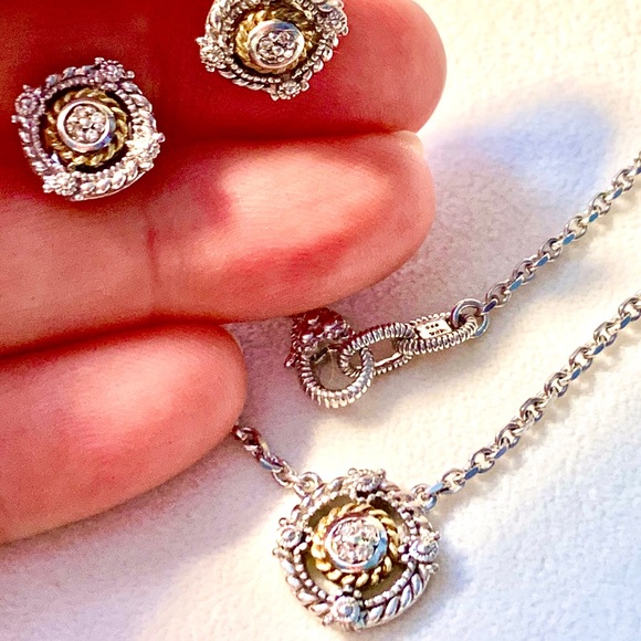 Judith Ripka Jewelry - Set: 18k/925 Judith Ripka necklace & earrings